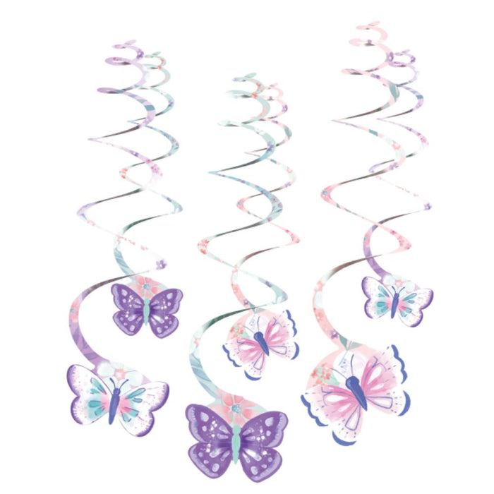 "Flutter" Schmetterlinge | 6 Deko-Spiralen 61 cm