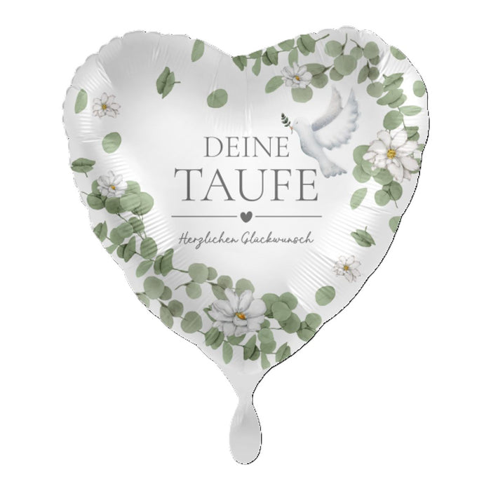 ABC18 Herz Folienballon Ø 43cm "Deine Taufe"
