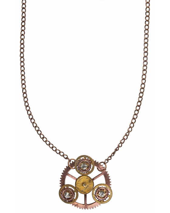 Steampunk Halskette mit Zahnräder Medaillon - 414013 | Bronze