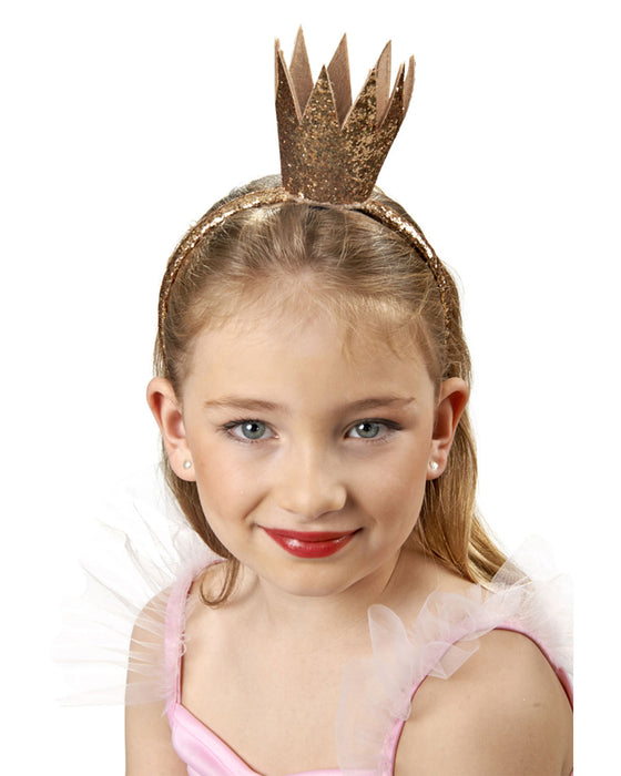 Goldene Glitzer Krone zum Prinzessin Kostüm | Haarreif