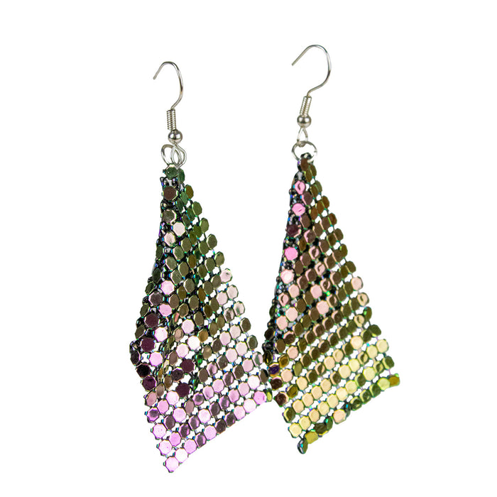 Glitzernde Regenbogen Ohrringe zum Disco Party Kostüm 414114 | Bunt