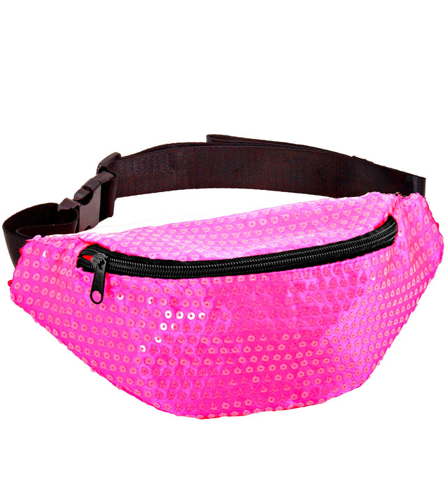 Neon Bauchtasche mit Pailletten | Pink