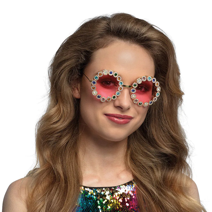 Brille "Crystal" | Hippie Partybrille mit Glitzersteinen