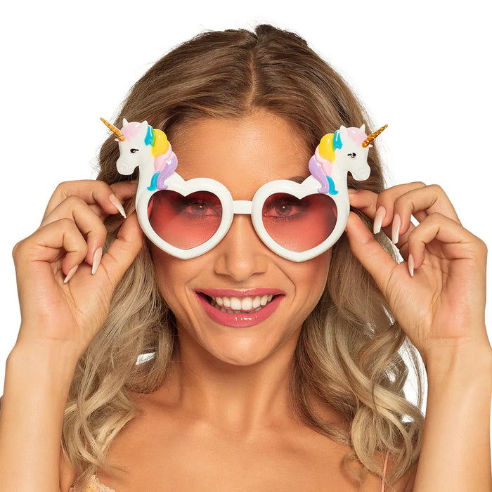 Brille "Einhorn" | Weiße Partybrille in Herzform