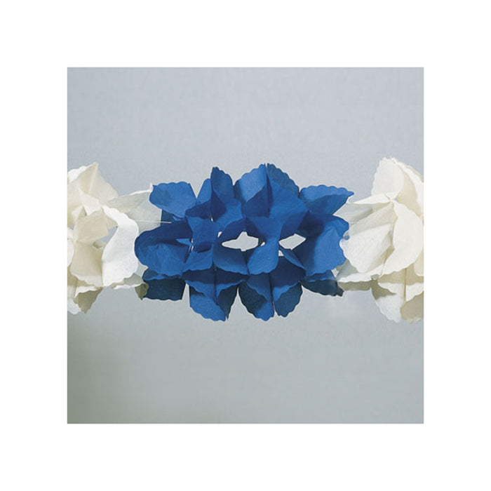Girlande Papier Weiss-Blau | 4m schwer entflammbar