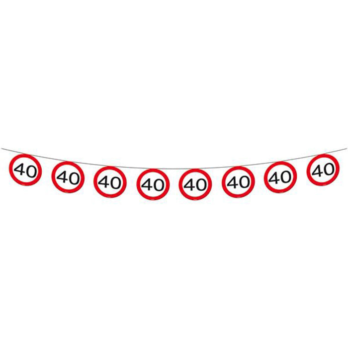 Wimpelkette Papier Verkehrsschild 40 12m