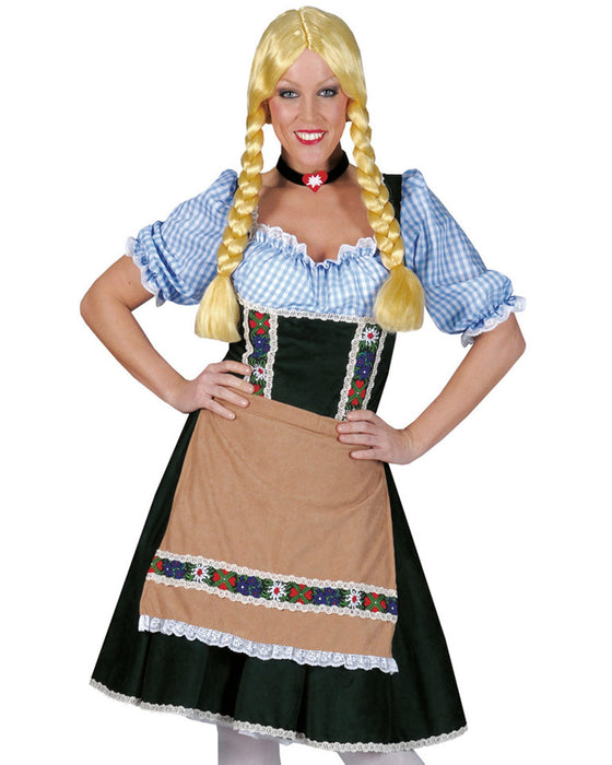 Dirndl Kostümkleid mit Schürze für Damen | Blau Grün