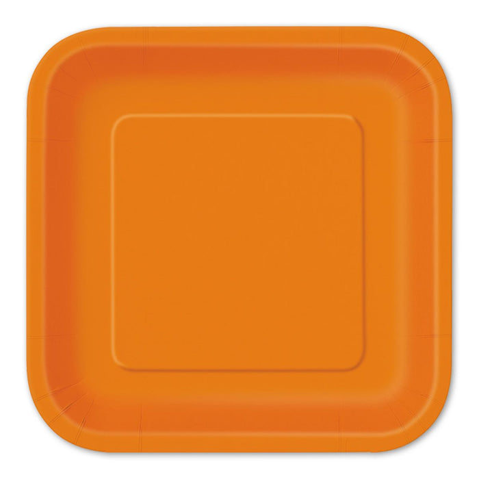 Pappteller Uni Quadratisch 23cm/14Stk. Orange