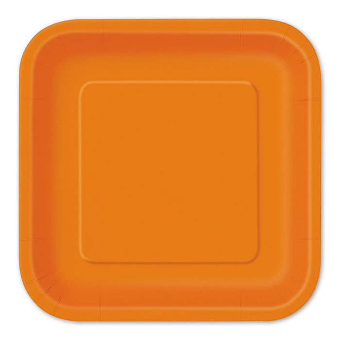 Pappteller Uni Quadratisch 23cm/14Stk. Orange