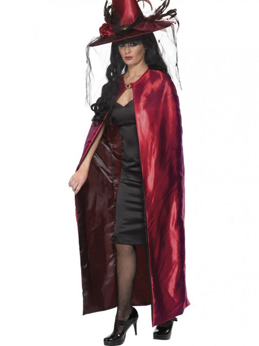 Kostüm Lady Cape Satin Rot/Schwarz Deluxe(wendbar)