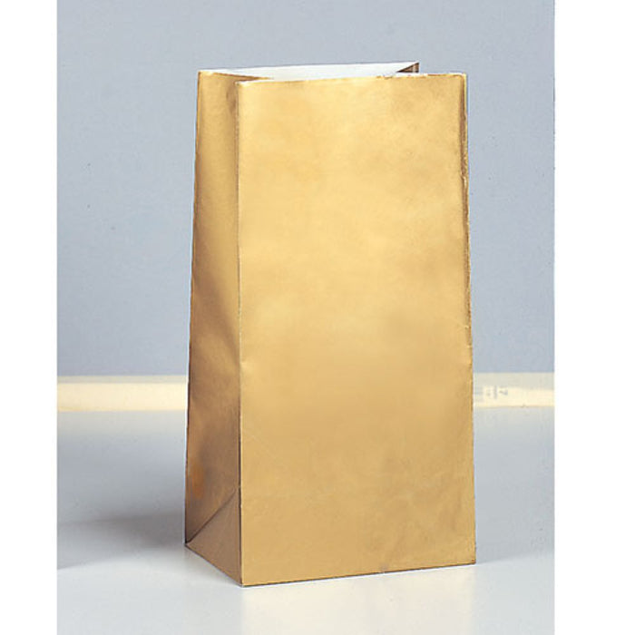 Tüte Papier Uni 25x12x9cm, 10Stk. Gold
