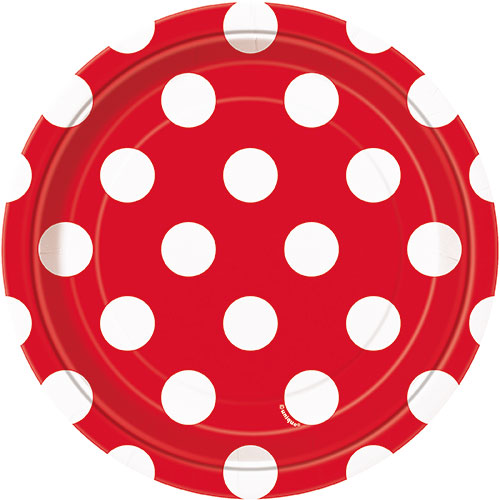 Pappteller Dots 18cmØ/8St. Rot