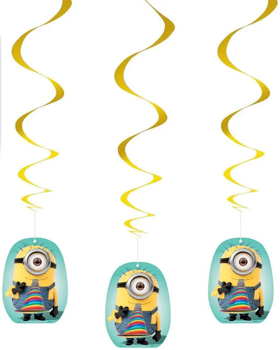"Minions" 3 Hängedeko Folien Swirls 66 cm 44158 | Kinder Geburtstag Partydekoration