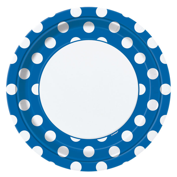 Pappteller Dots 8Stk./23cmØ Blau