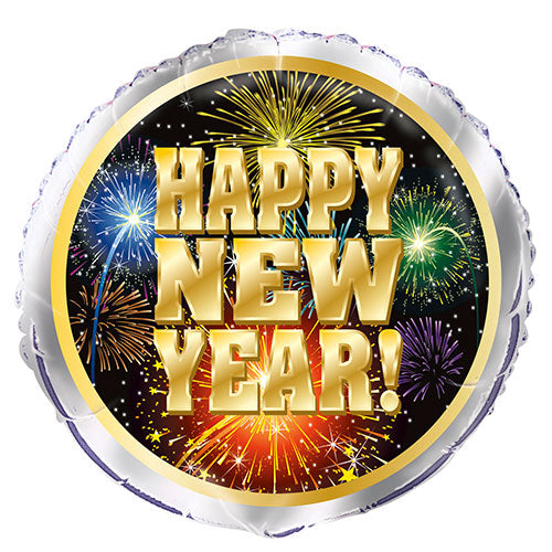 ABC18 Folienballon "Feuerwerk New Year" | Ø 45 cm
