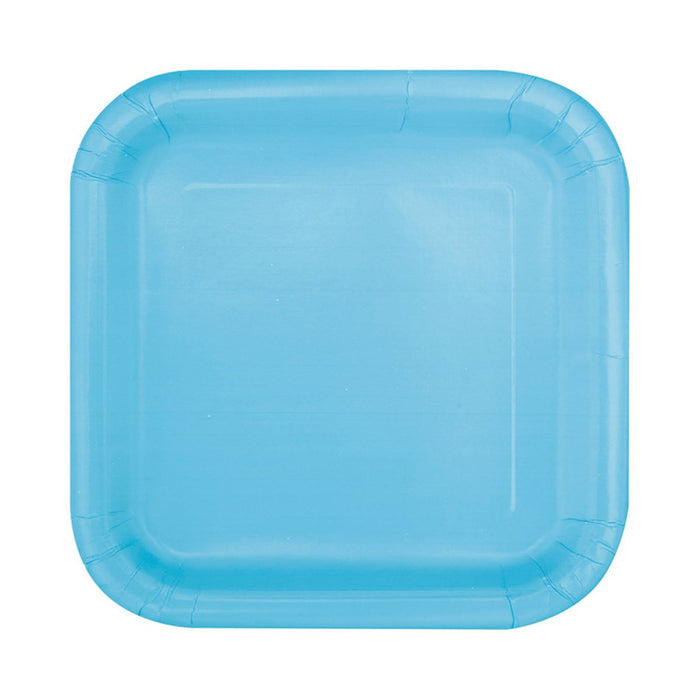 Pappteller Uni Quadratisch 18cm/16St. Hellblau