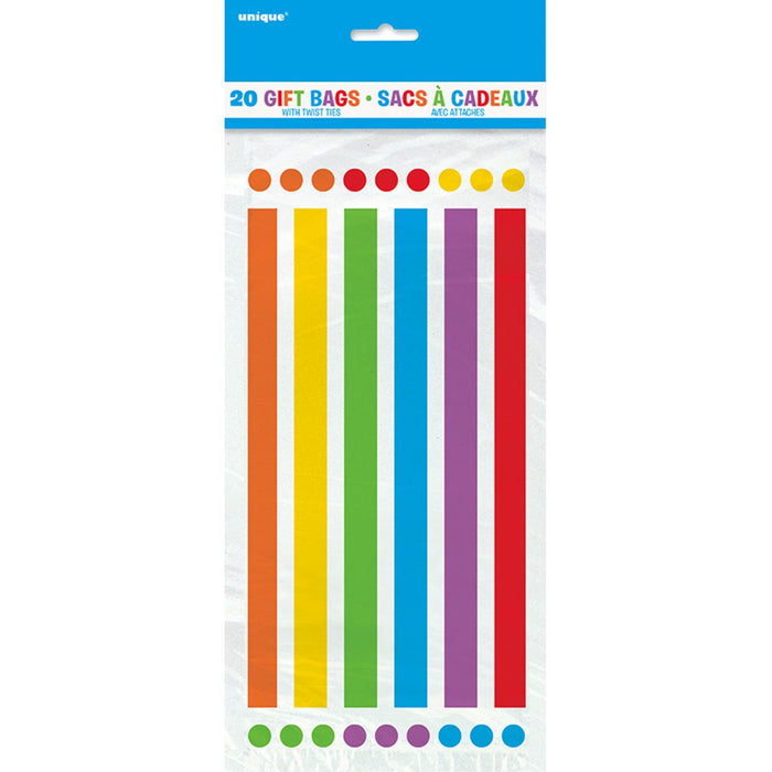 Geschenktüte Cello 12x28cm/20St. Rainbow Party
