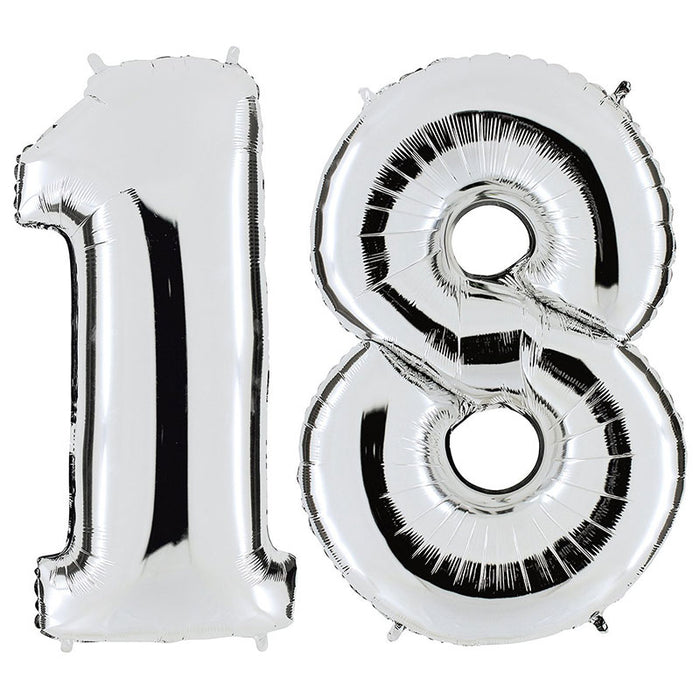 Riesenzahlen zum Geburtstag #18 in Silber 101 cm