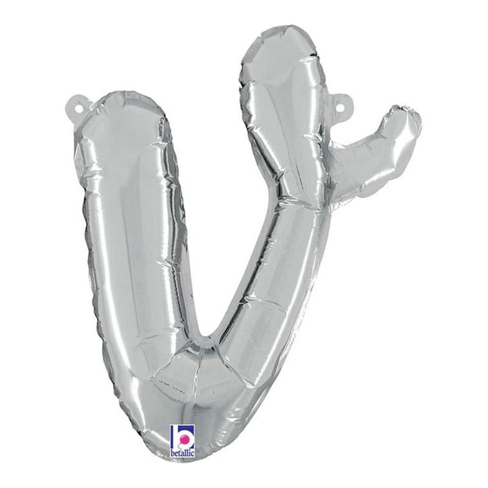 ABC14 Folienballon Buchstabe Skript Silber | V 36 cm