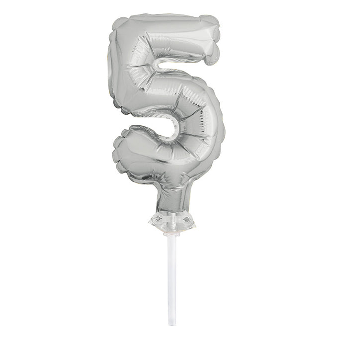 Tortendeko Ballonzahl, ca.13cm #5 Silber