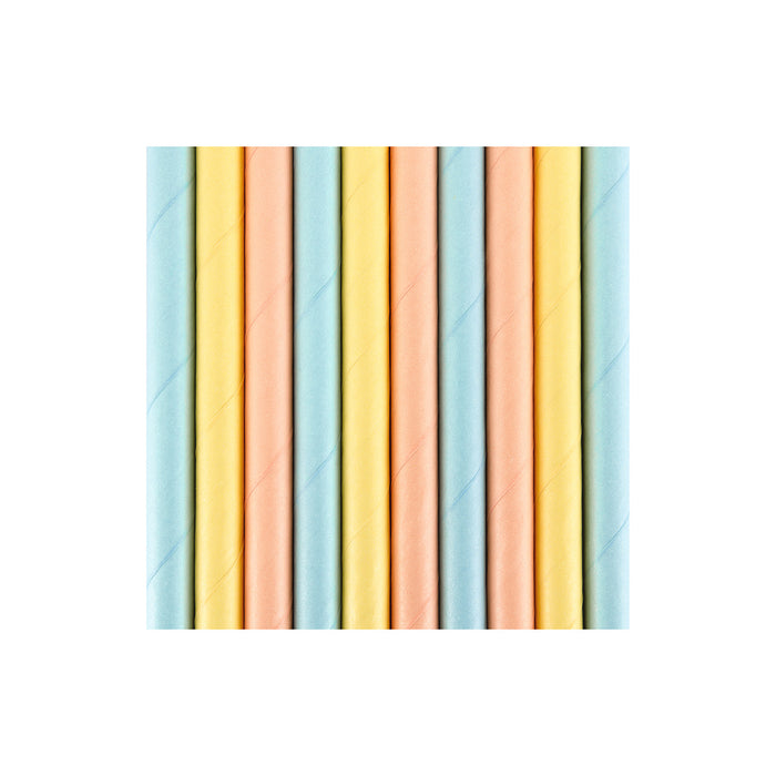 Strohhalm Papier 10Stk./195mm Pastel Bunt
