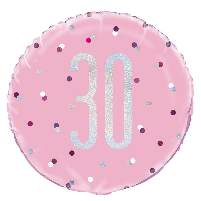 ABC18 Folienballon "Glitz #30" | Ø 45 cm Pink