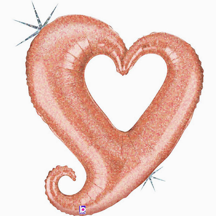 Shape Folienballon "Offenes Herz" Rosa | 94 cm