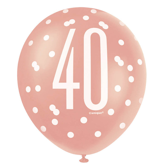 Latexballon Ø30cm HB Glitz 6Stk./30cmØ Rosegold #40