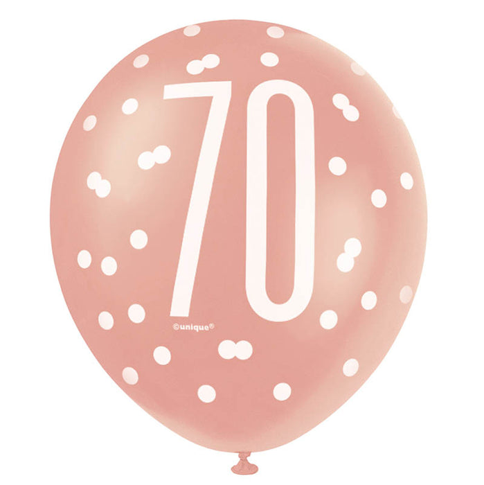 Latexballon Ø30cm HB Glitz 6Stk./30cmØ Rosegold #70
