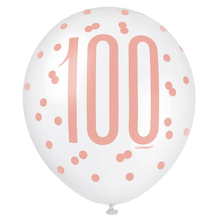 Latexballon Ø30cm HB Glitz 6Stk./30cmØ Rosegold #100