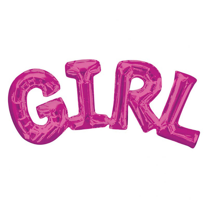 ABC14 Ballongirlande "GIRL" 50x22cm | Rosa Babyparty Dekoration für Mädchen