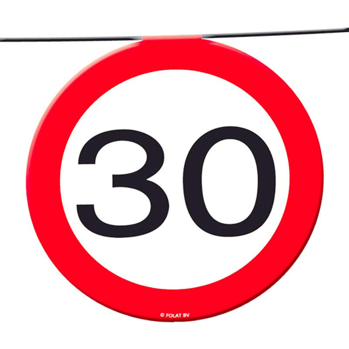 Wimpelkette Papier Verkehrsschild 30 12m