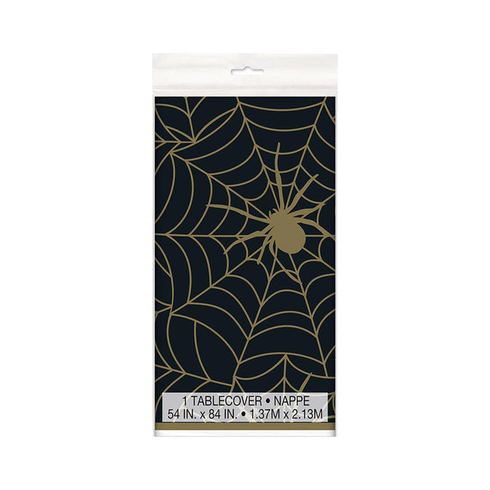Tischdecke PVC Spinnweben Gold 137x274cm