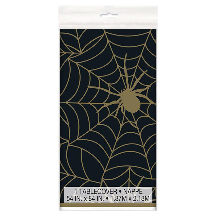Tischdecke PVC Spinnweben Gold 137x274cm