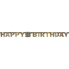 Buchstabengirlande Happy Birthday #18 Gold ca.213cm