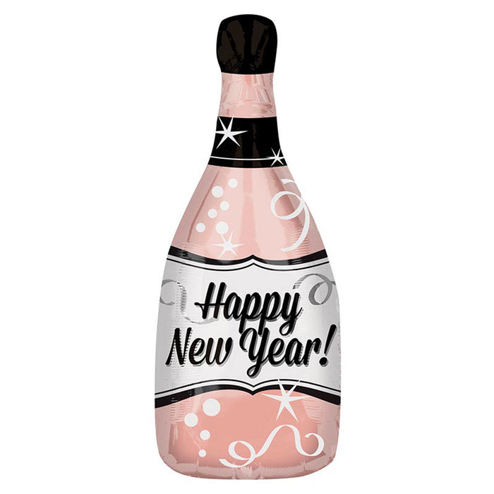Shape Folienballon "Happy New Year" Champagner Flasche Rosegold |