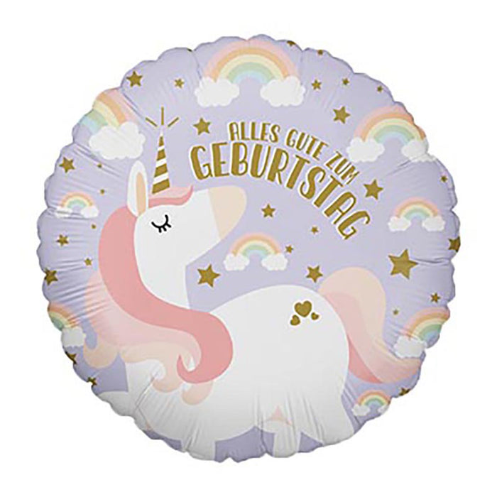 ABC18 Folienballon "Alles Gute zum Geburtstag Einhorn" | Ø 46 cm