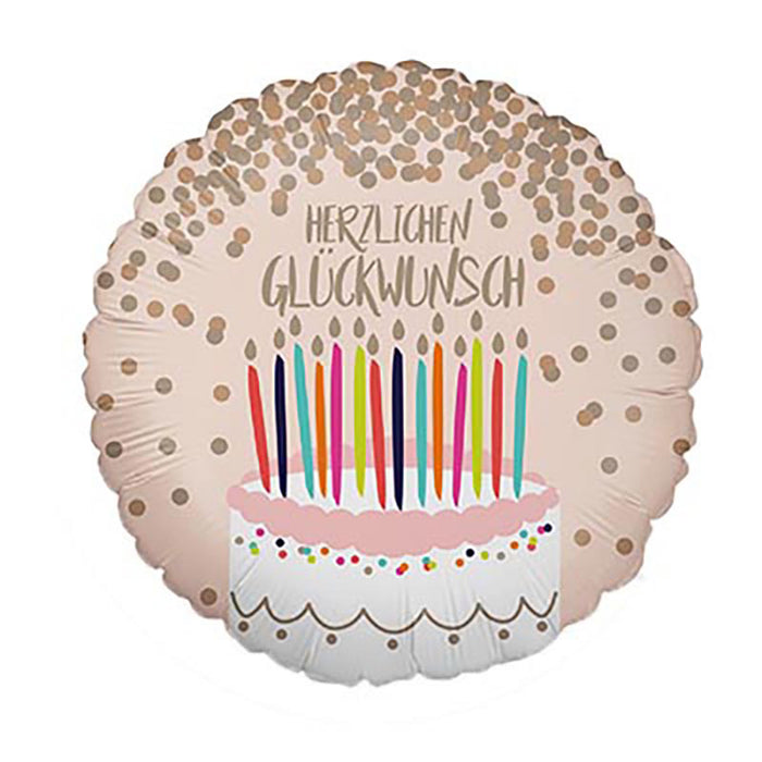 ABC18 Folienballon "Herzlichen Glückwunsch Torte" | Ø 46 cm