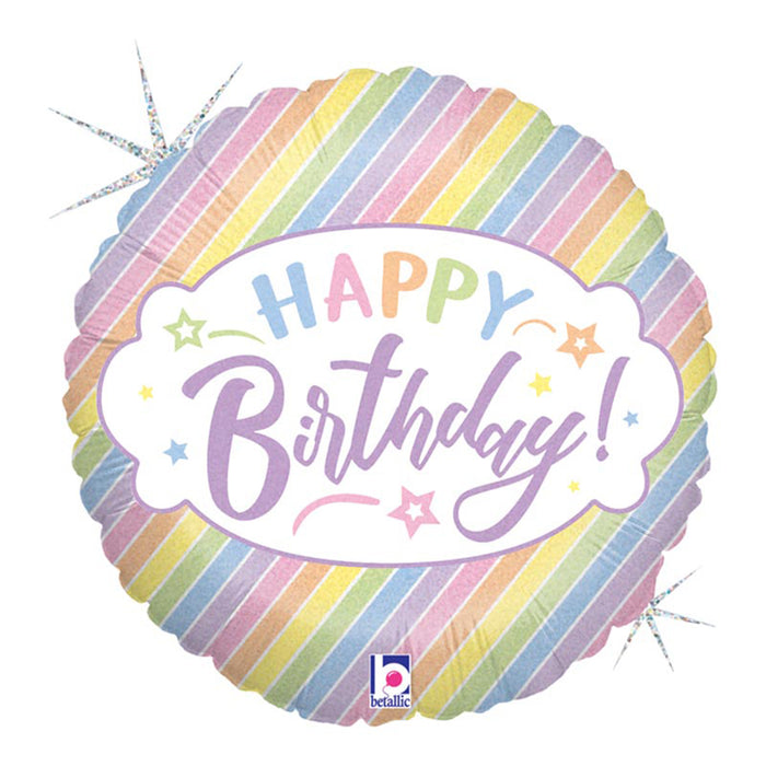 ABC18 Folienballon "Happy Birthday Pastell Glitter" | Ø 46 cm