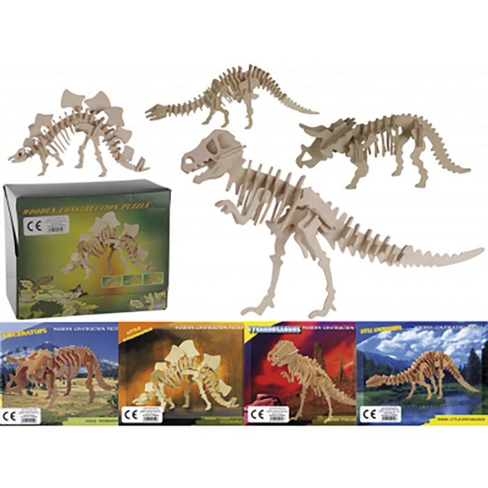 Puzzle Dino Holz ca.12x30cm 4-fach sortiert