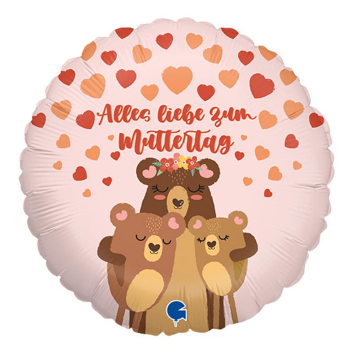 ABC18 Folienballon "Muttertag Bärchen" | Ø 46 cm