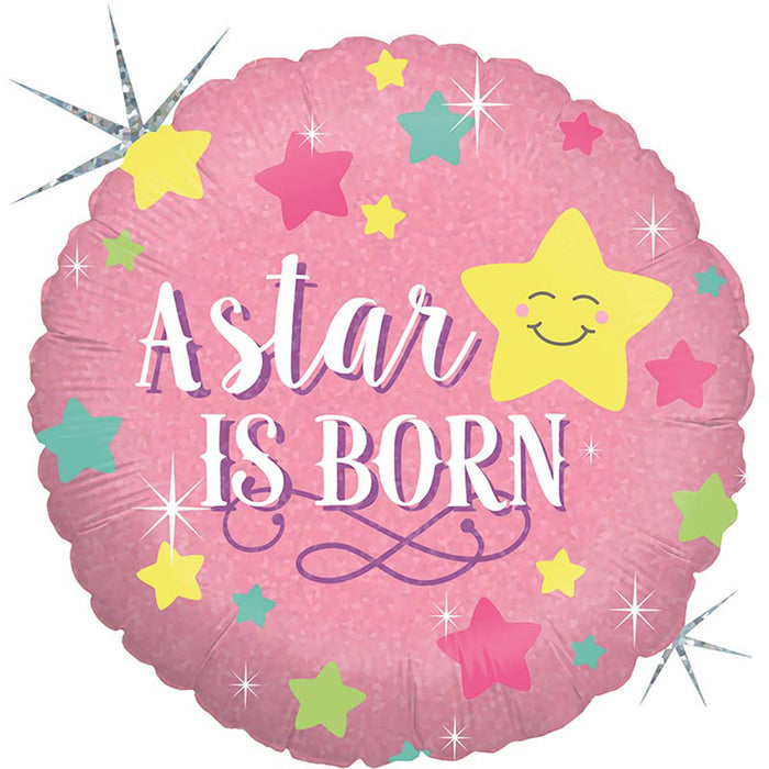 ABC18 Folienballon "A Star is Born Girl Holo" | Ø 46 cm