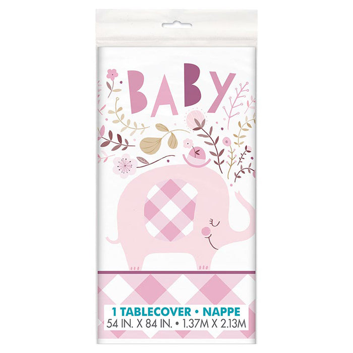 Tischdecke PVC Elefant Floral Pink ca.137x213cm