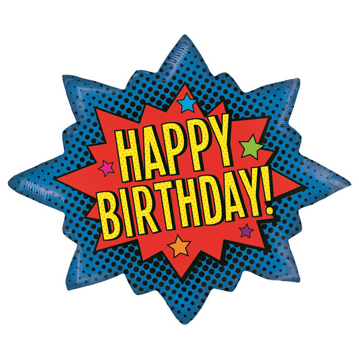 Shape Folienballon "Happy Birthday Superheld" | 81 cm