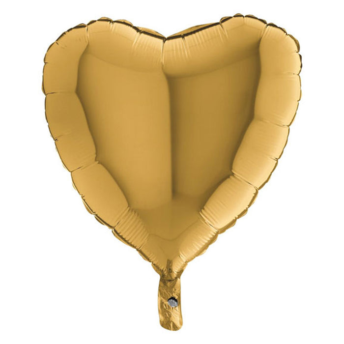 ABC18 Herz Folienballon Uni | Ø 46 cm Gold