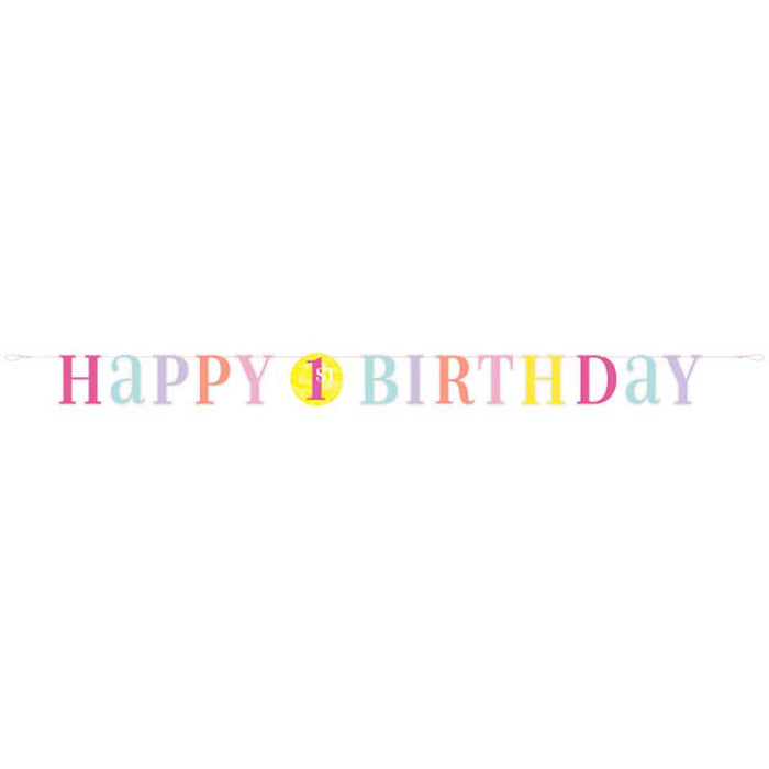Buchstabengirlande 1. Happy Birthday Pink Dots ca. 182 cm 6 Ft