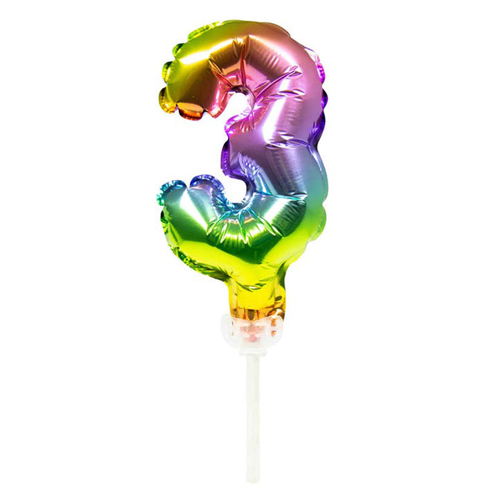 Tortendeko Ballonzahl, ca.13cm #3 Regenbogen