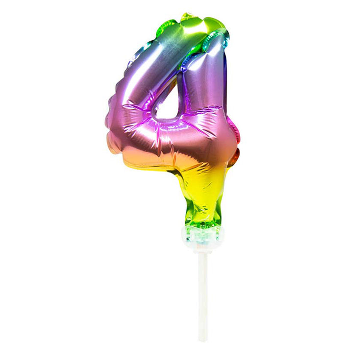 Tortendeko Ballonzahl, ca.13cm #4 Regenbogen