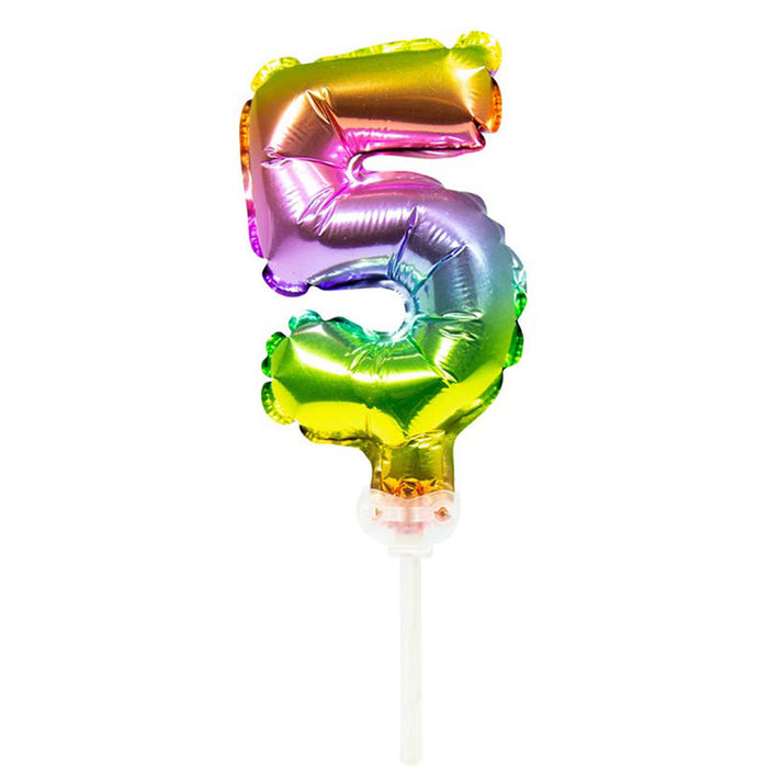 Tortendeko Ballonzahl, ca.13cm #5 Regenbogen
