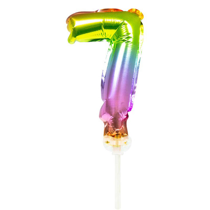 Tortendeko Ballonzahl, ca.13cm #7 Regenbogen